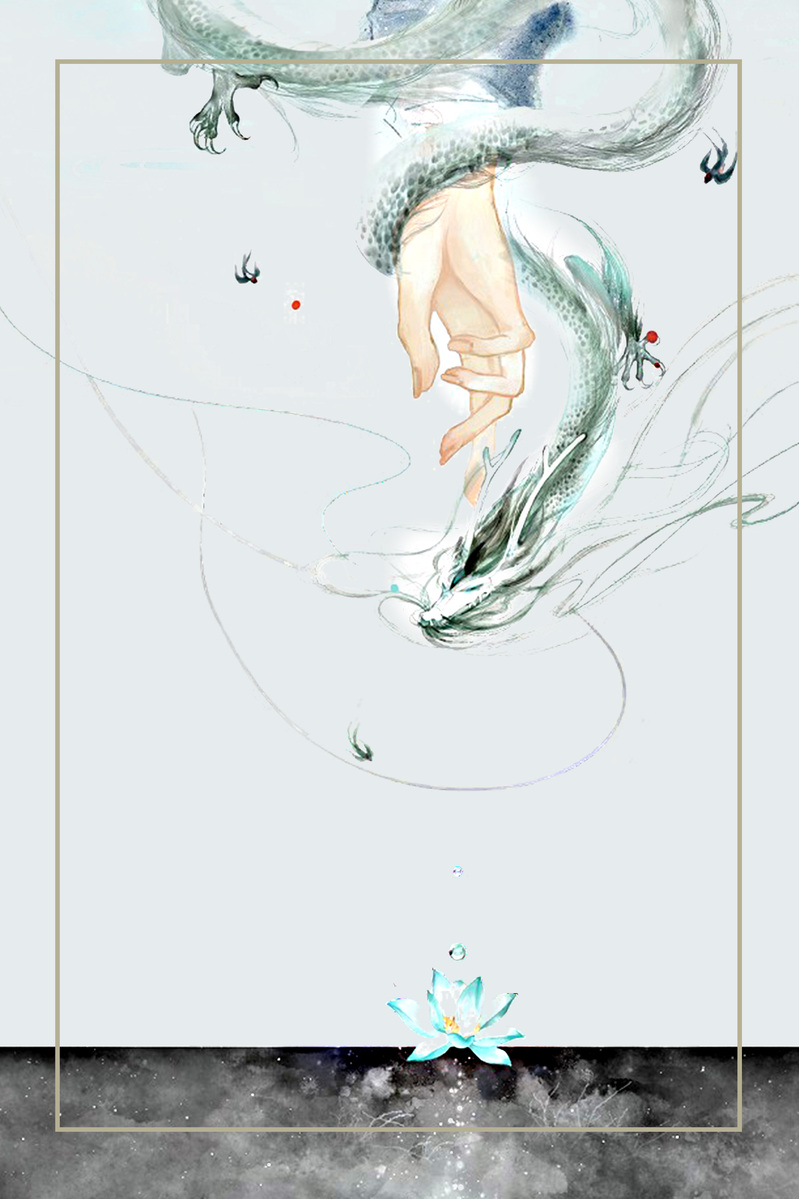 中国古风水彩插画，高清JPG与手绘PSD素材，免费下载