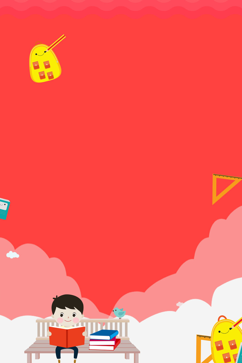 扁平卡通文具背景图，高清JPG/PSD素材，简约手绘风格下载