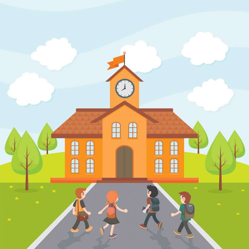 卡通手绘返校学生插画，高清JPG与AI格式设计素材下载
