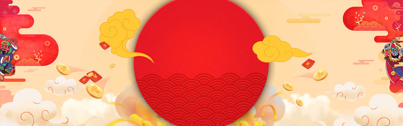 春节中国风红色海报设计素材，高清JPG/手绘PSD下载