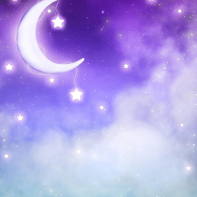 紫色梦幻月夜背景图，高清JPG卡通手绘素材下载