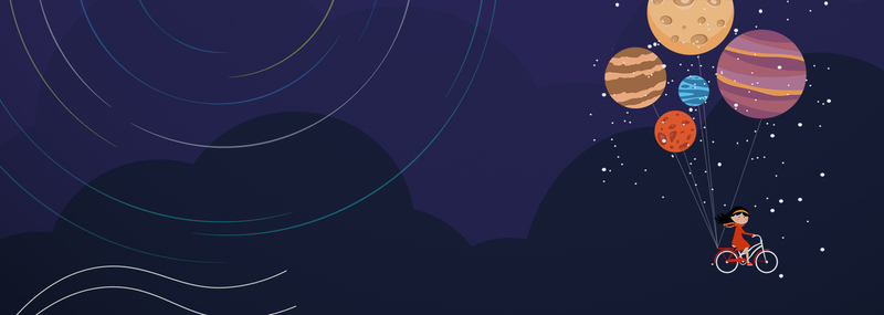 唯美星空文艺卡通蓝色Banner，高清JPG与PSD设计素材下载