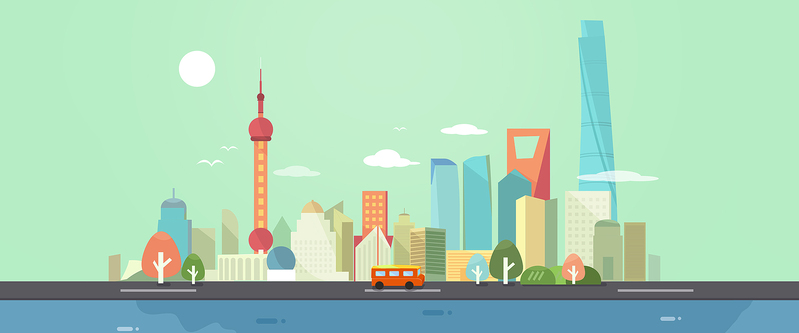 上海城市风光，高清JPG卡通手绘图片素材免费下载
