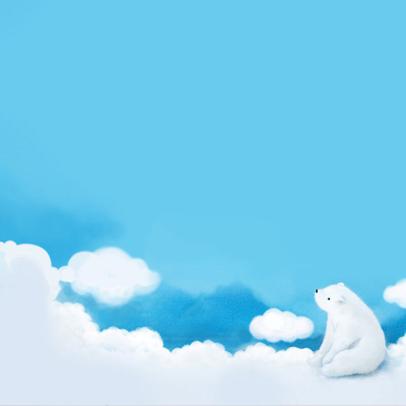 卡通手绘北极熊白云背景图，高清JPG素材免费下载