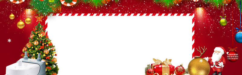 童趣圣诞几何白底Banner，卡通手绘PSD设计素材高清下载