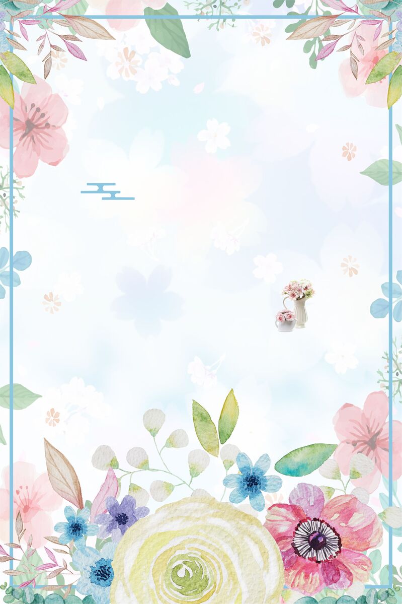小清新手绘插花矢量海报背景模板，卡通手绘JPG/CER素材高清下载