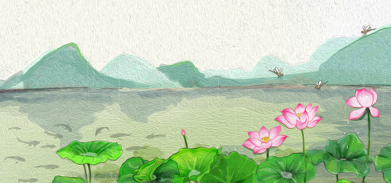 夏日小暑手绘荷花食品banner，国风卡通高清JPG/PSD设计素材下载