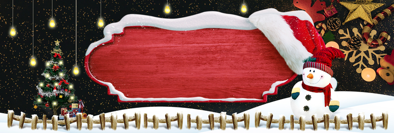 卡通圣诞雪人黑色Banner，高清JPG+手绘PSD，设计素材免费下载