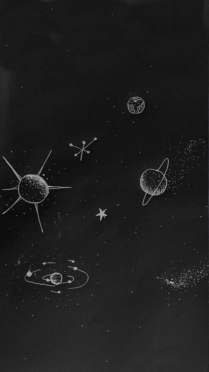 黑色星空星球H5背景图片，高清JPG素材，卡通手绘风格，免费下载
