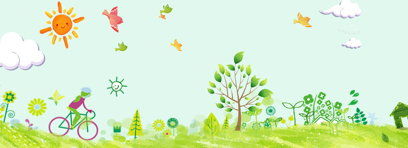 春天植树节，清新卡通手绘绿色banner，JPG/PSD格式高清素材下载