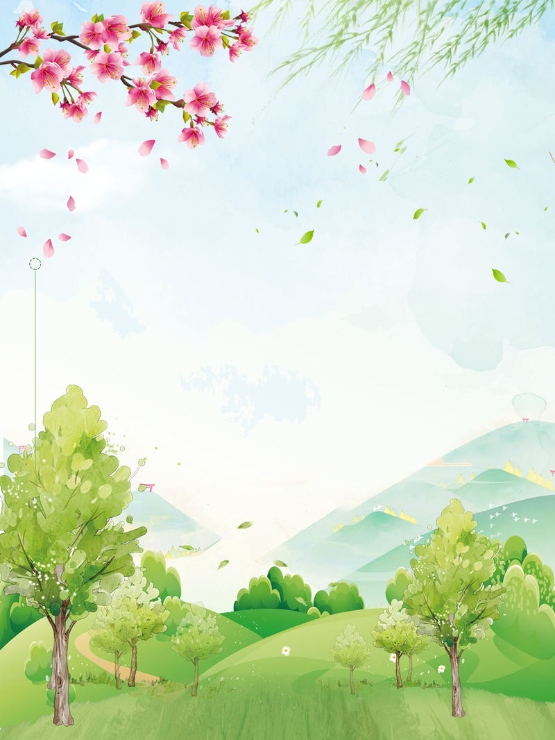春季郊游野餐精美背景图，高清JPG&手绘PSD设计素材下载