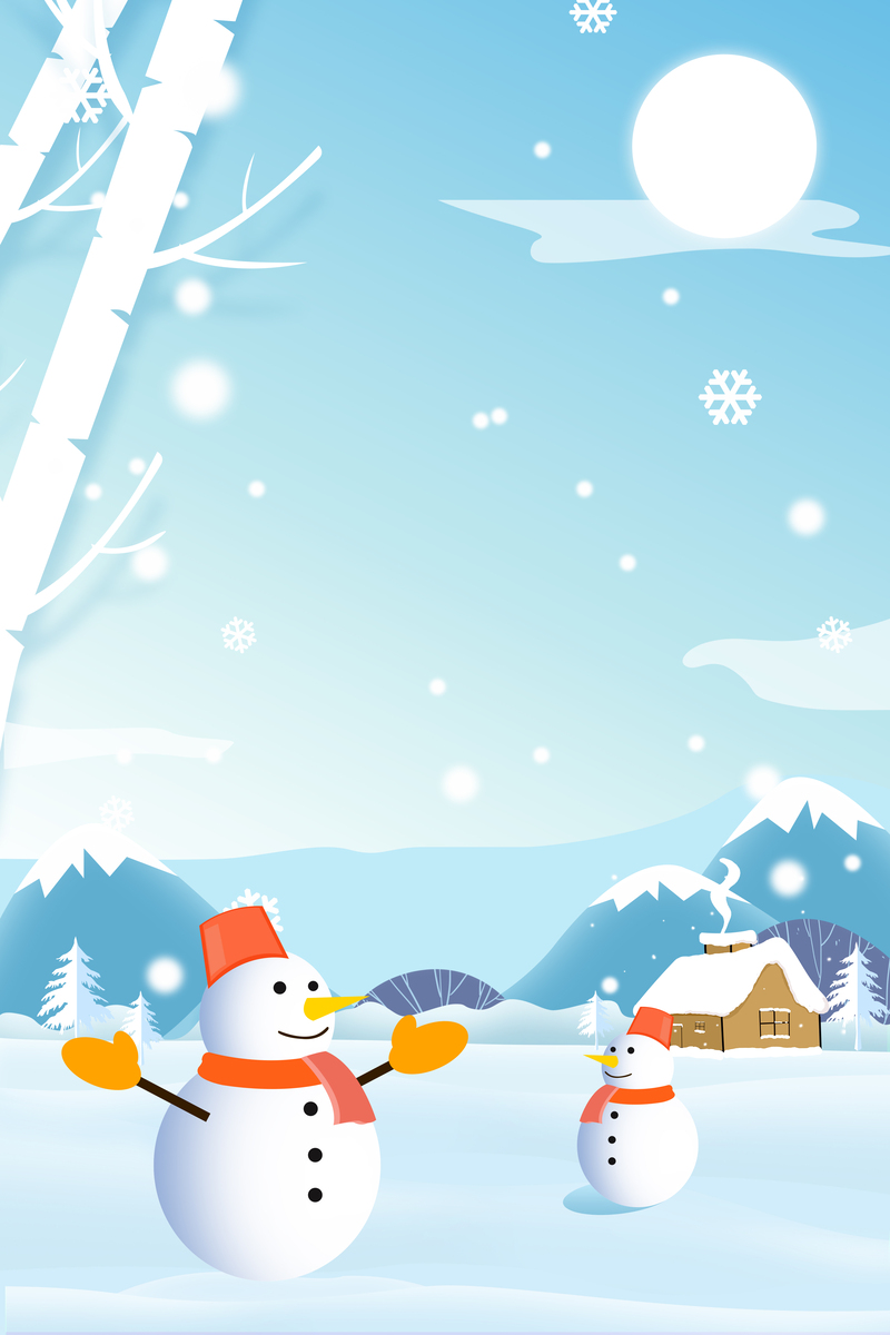 卡通手绘冬季雪景背景图，高清JPG与PSD格式素材下载