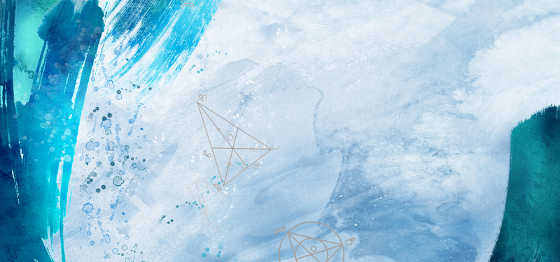 水彩手绘办公文具，蓝色背景Banner，高清JPG/PSD设计素材下载