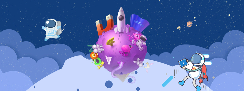 蓝色卡通星球电商促销设计素材，高清JPG与PSD格式下载
