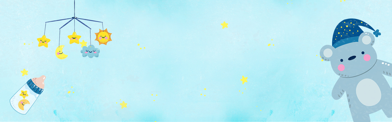 蓝色手绘卡通母婴促销banner，高清JPG与PSD格式设计素材，免费下载
