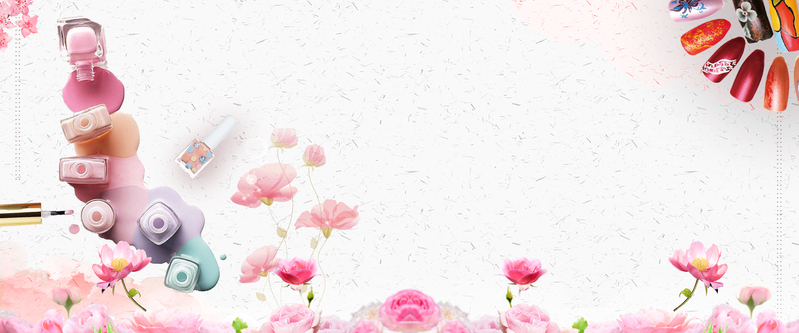 粉色美甲手绘banner，高清JPG&PSD设计素材，卡通手绘风格下载