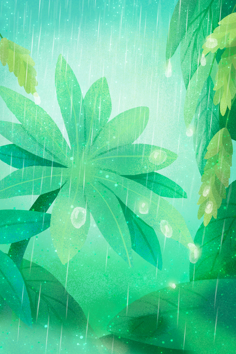 雨林叶高清JPG素材，卡通手绘图片，免费下载