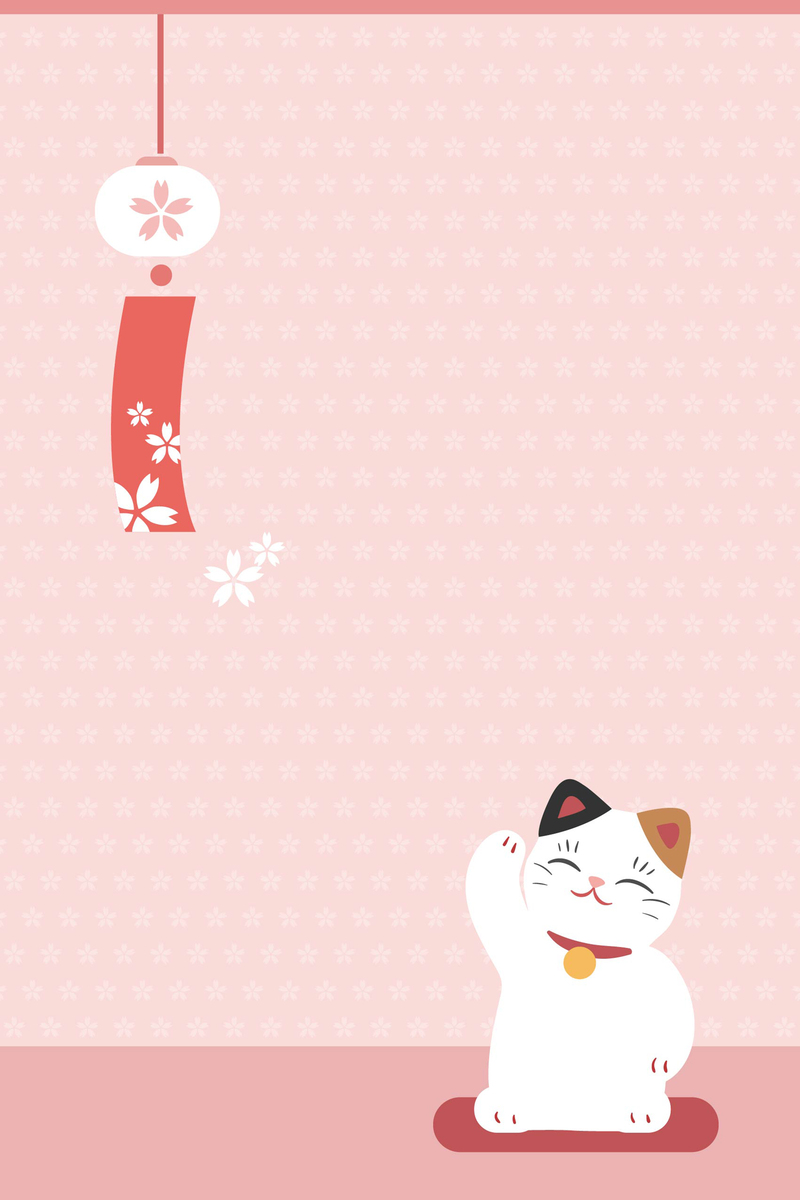 招财猫矢量卡通手绘背景图，高清JPG与AI格式素材下载