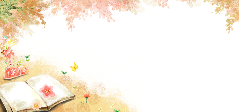 新生阅读盛会，橙黄手绘清新Banner，高清JPG下载，卡通手绘素材