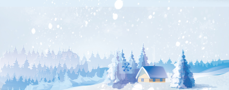 唯美雪景图片下载，小清新蓝色banner，高清JPG卡通手绘PSD素材