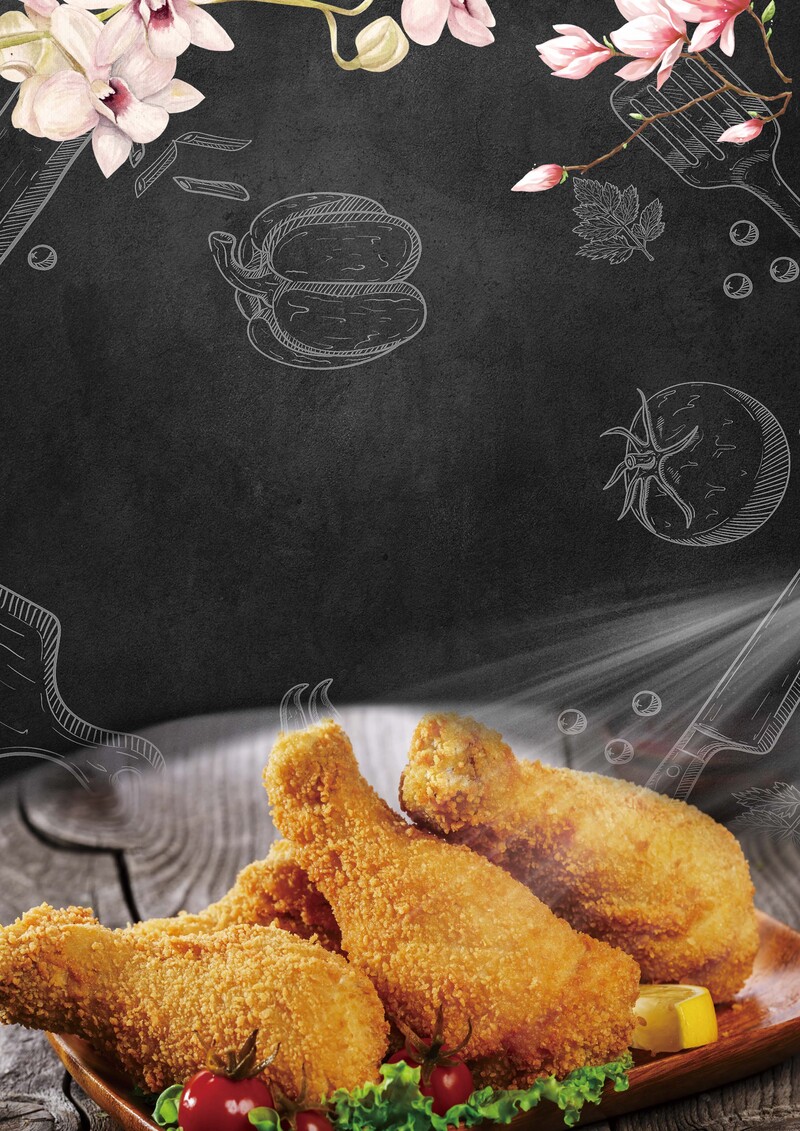 餐饮美食手绘宣传，汉堡炸鸡价格表JPG/PSD素材下载