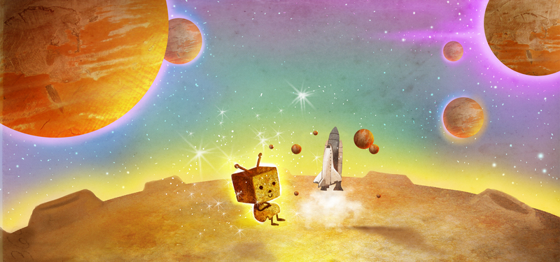 地球宇宙卫星和平主题，高清JPG卡通手绘PSD设计素材下载