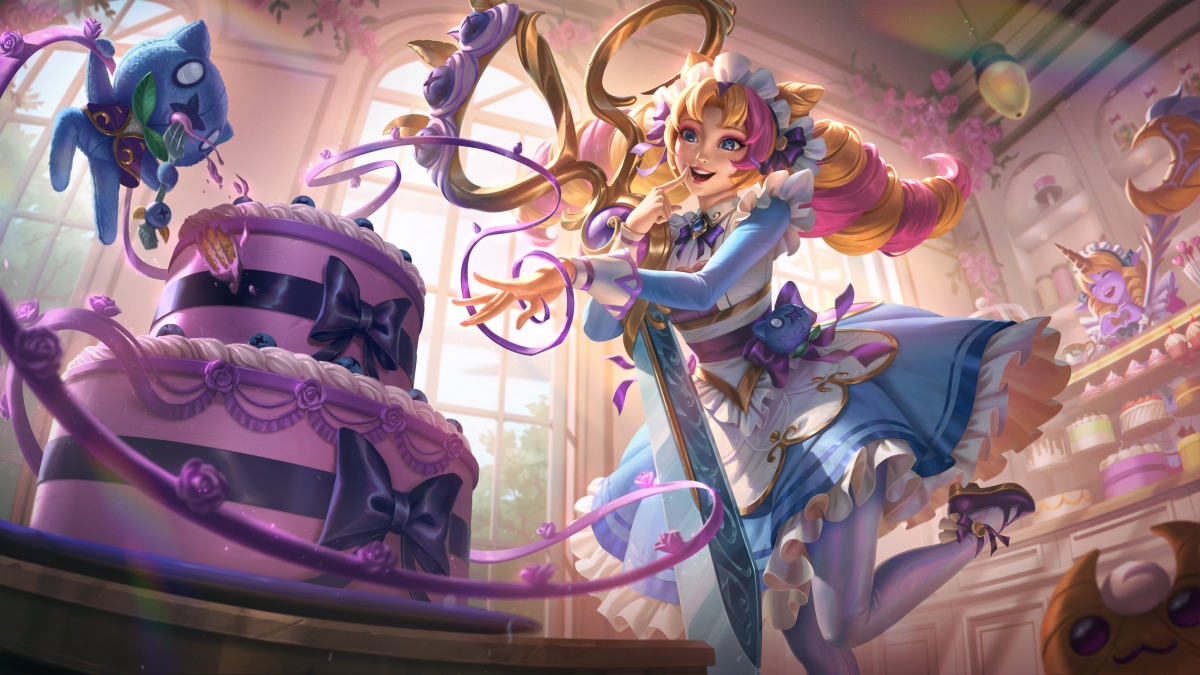 LOL英雄联盟，绝美咖啡甜心格温，灵罗娃娃主题4K高清壁纸下载（4096x2304）