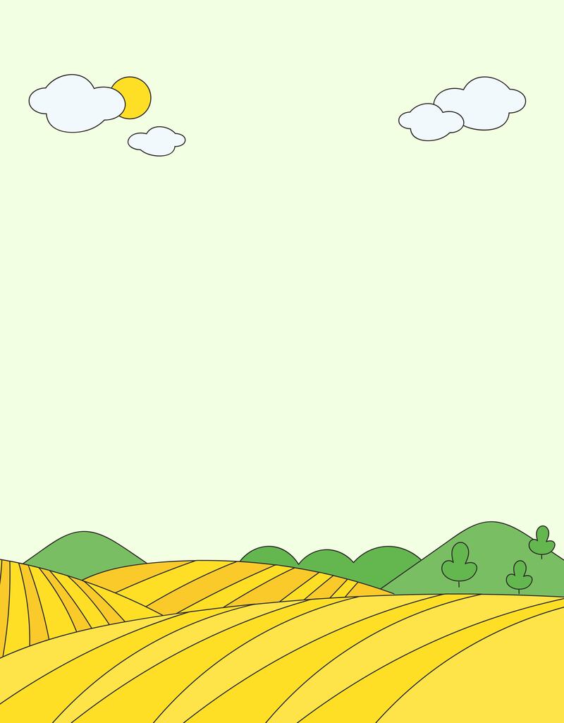 矢量手绘卡通田野背景图，麦田稻田高清JPG/AI设计素材下载