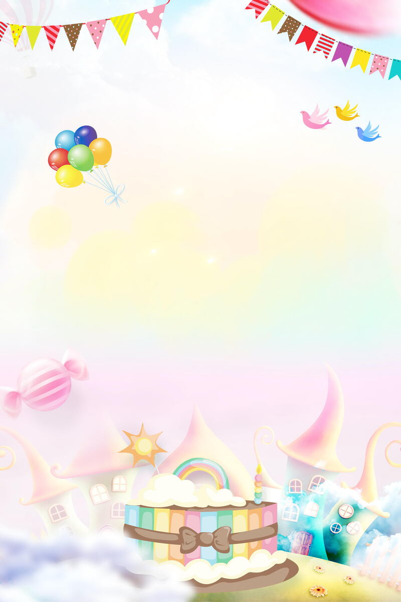 卡通手绘生日派对背景，高清JPG/PSD设计素材免费下载