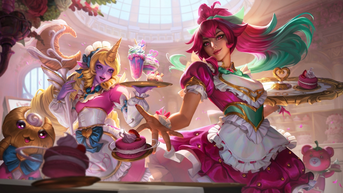LOL英雄联盟，咖啡甜心希维尔&索拉卡绝美4K壁纸，高清4096x2304，免费下载！