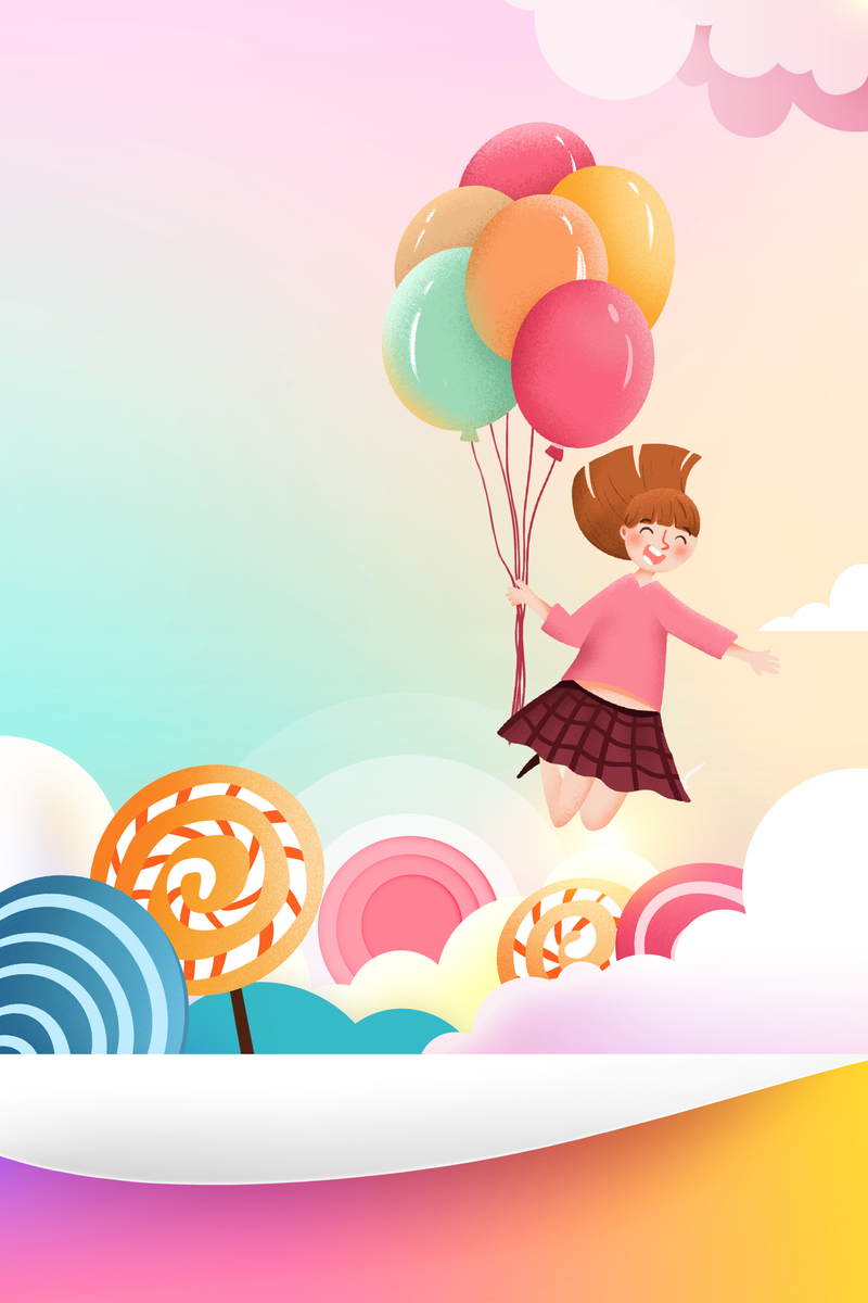 六一儿童节卡通背景图，高清JPG/PSD素材，手绘风格，免费下载