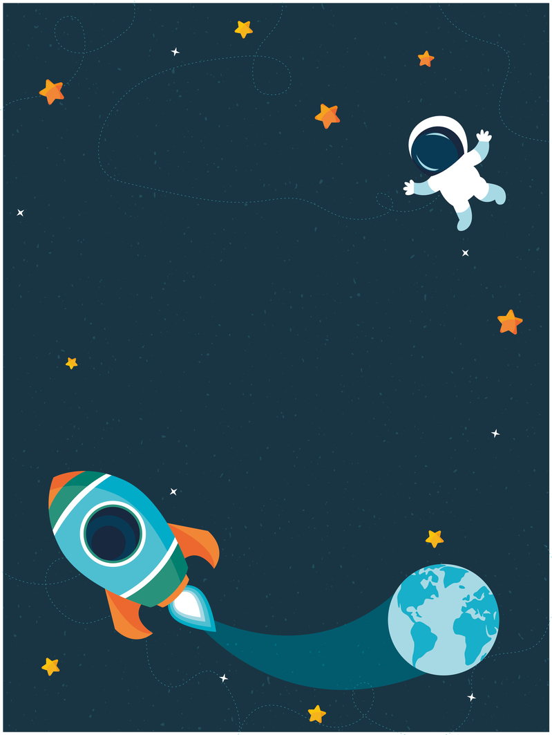 蓝色太空夏令营，宇宙探索手绘海报，JPG/AI高清素材下载