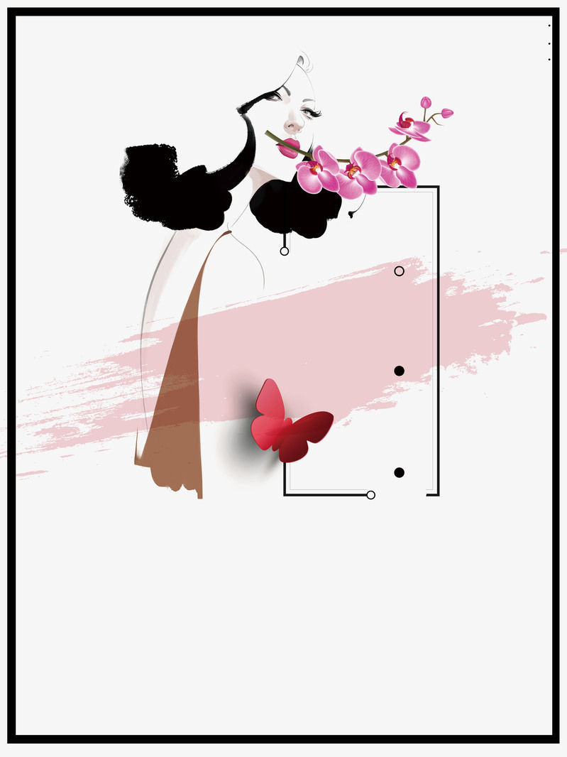 简约时尚水彩插画海报背景，高清JPG/PSD素材，卡通手绘风格，免费下载
