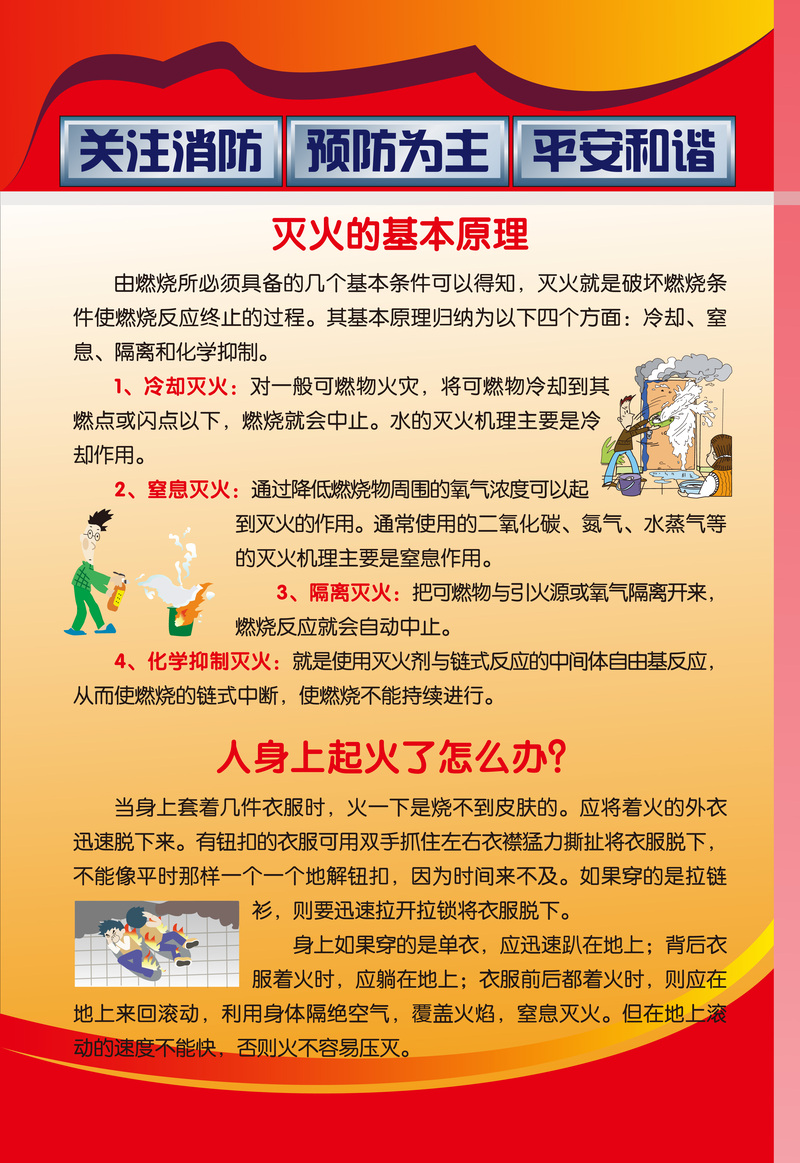 手绘消防知识背景，高清JPG/AI卡通手绘素材，免费下载