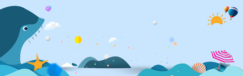 卡通蓝色海豚玩具banner，高清JPG与手绘PSD设计素材下载