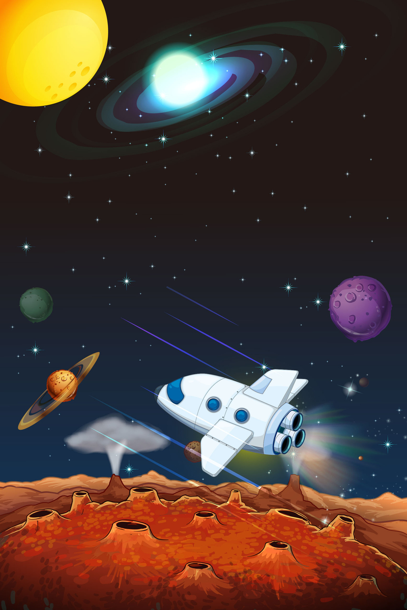 儿童太空宇宙矢量背景，卡通手绘JPG/AI高清素材下载