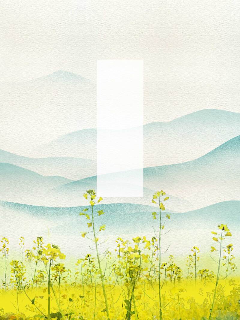 清新春日迎油菜，唯美插画下载享，高清JPG/PSD设计素材