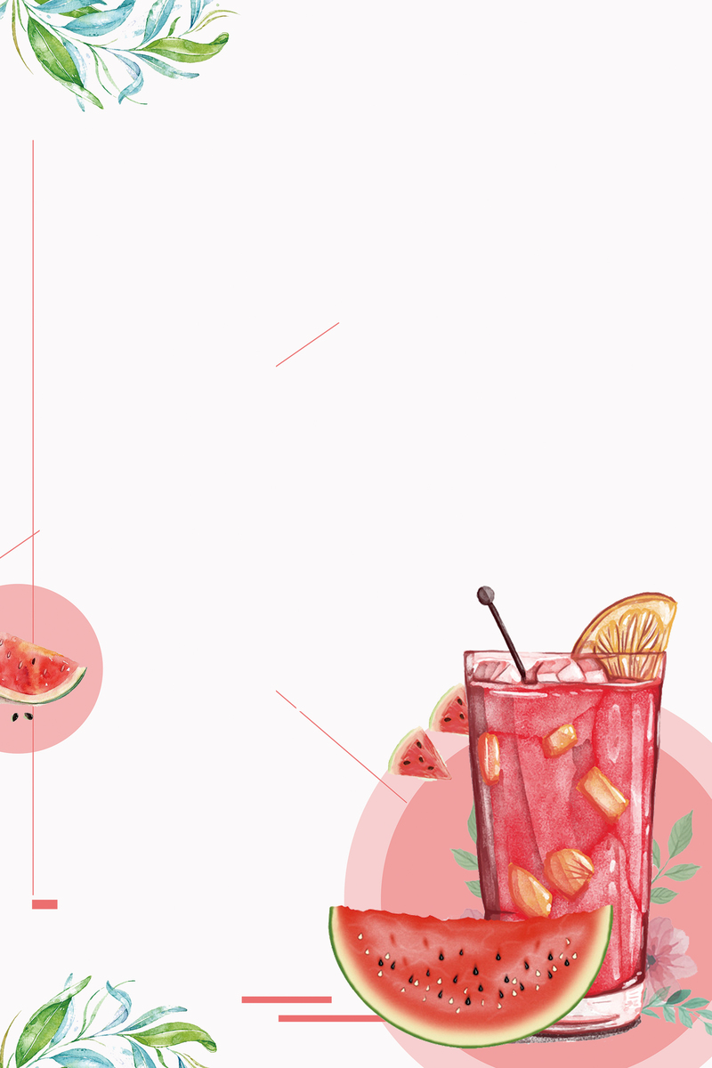清新西瓜汁艺术几何图，粉色背景JPG/PSD设计素材，免费下载