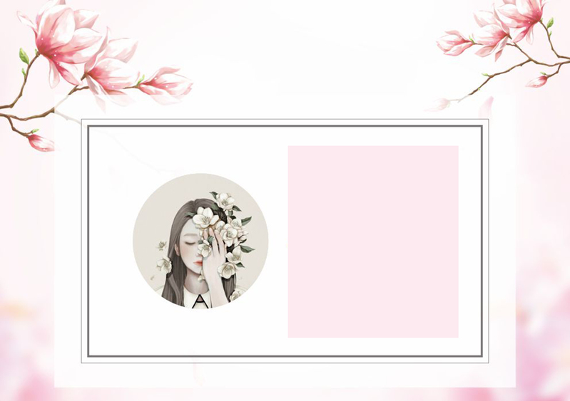 简约白底樱花少女海报背景，高清JPG卡通手绘素材，CER格式下载