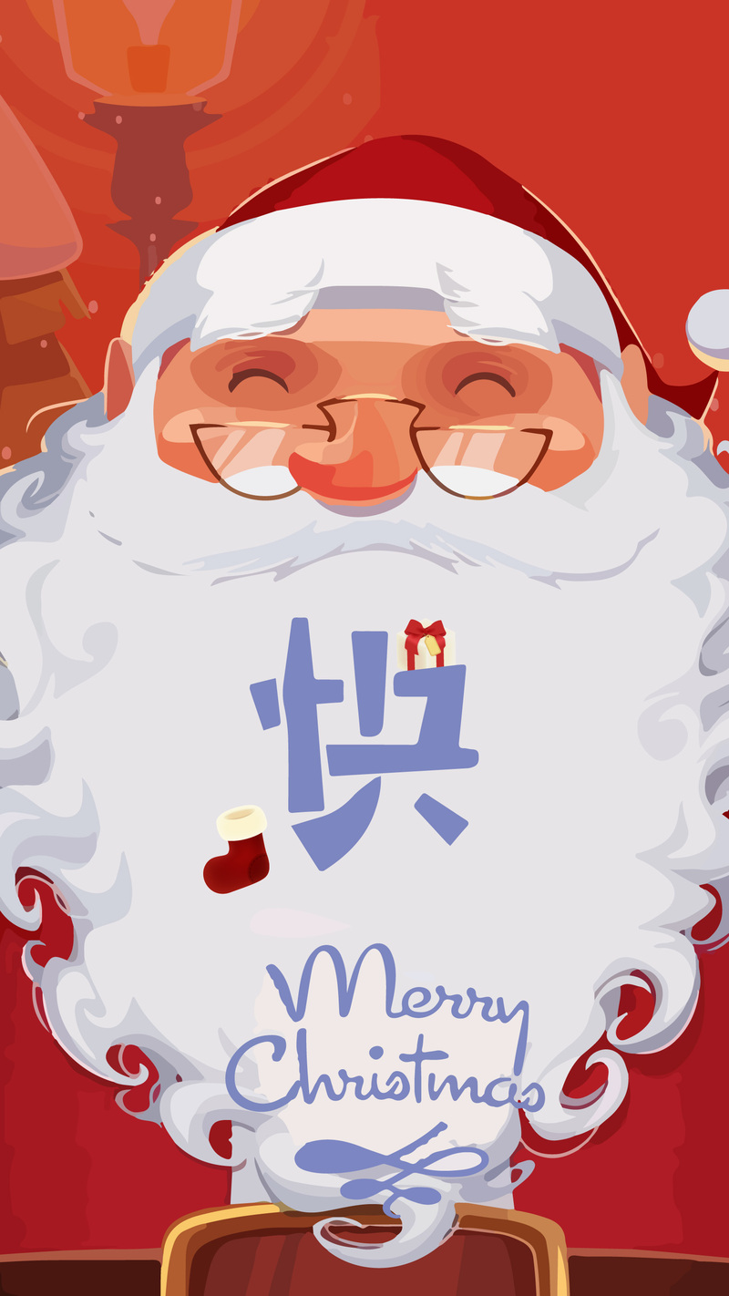 手绘圣诞老人背景图，卡通元素高清JPG/AI设计素材下载