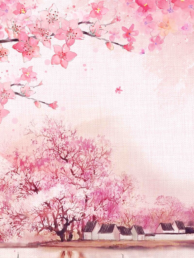 三生三世十里桃花，高清海报背景模板，卡通手绘JPG/PSD素材下载