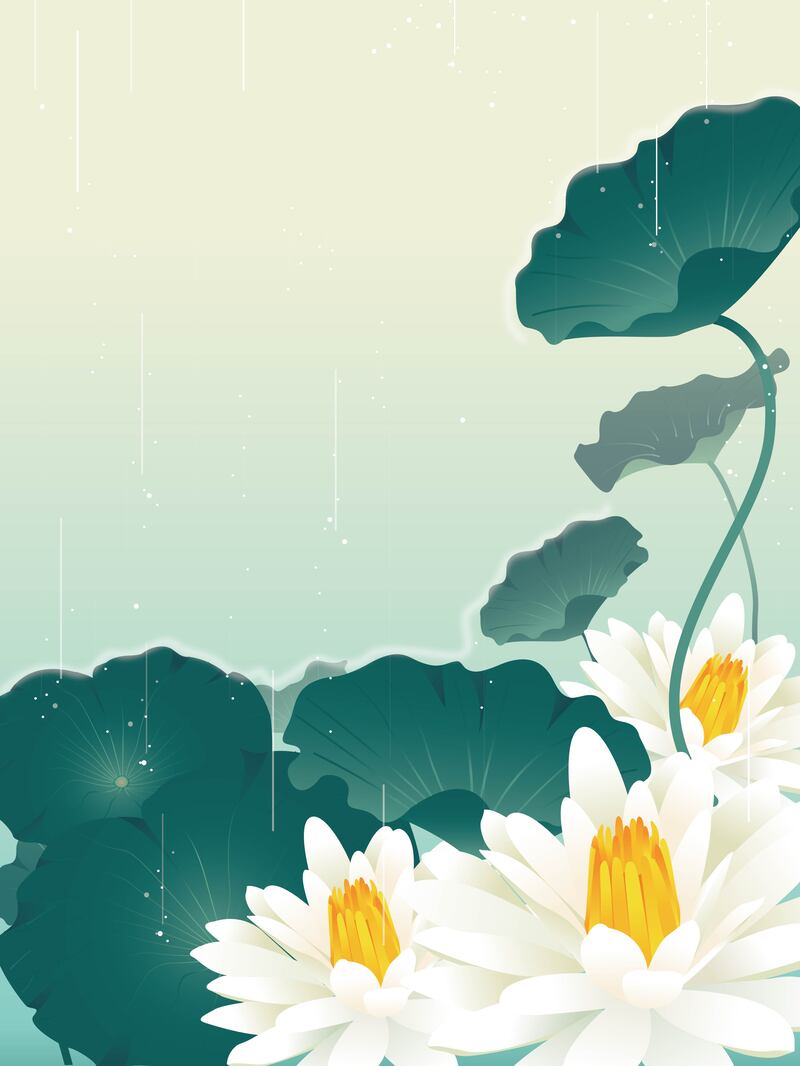 卡通手绘荷花池塘背景素材，高清JPG/AI格式，免费下载