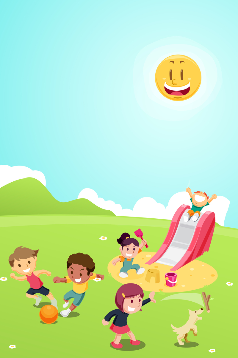 卡通公园游乐场背景图，高清JPG+手绘PSD素材下载