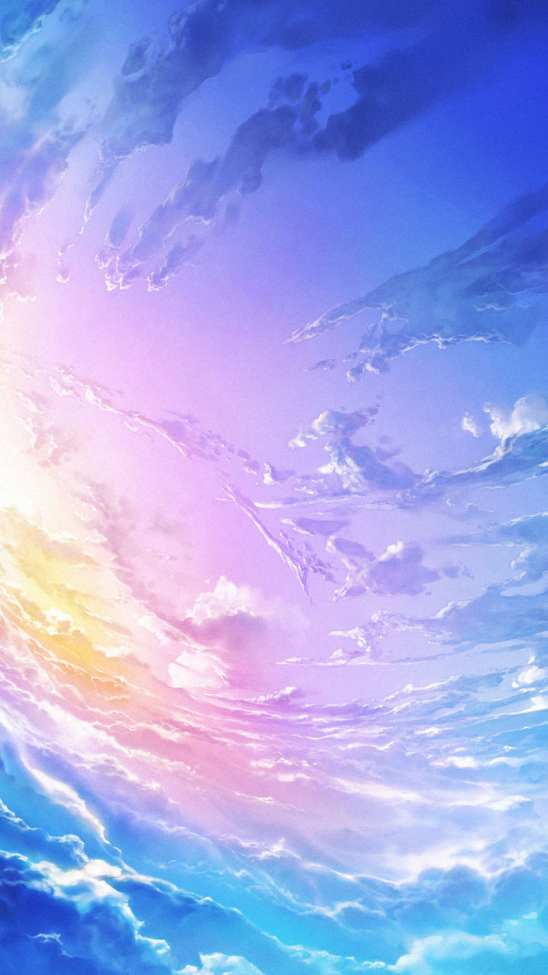 彩色天空H5背景素材，高清JPG卡通手绘图片下载