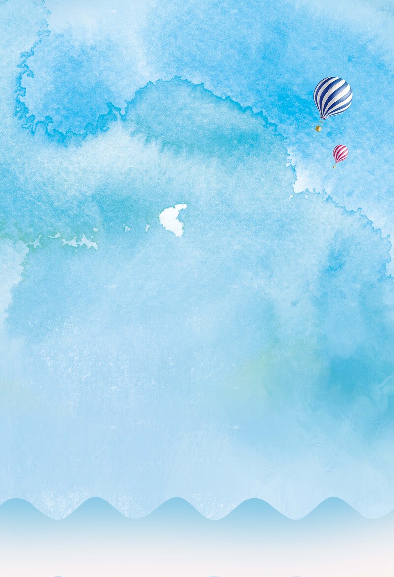 水彩夏日海报背景模板，清新卡通手绘，JPG/PSD高清素材下载