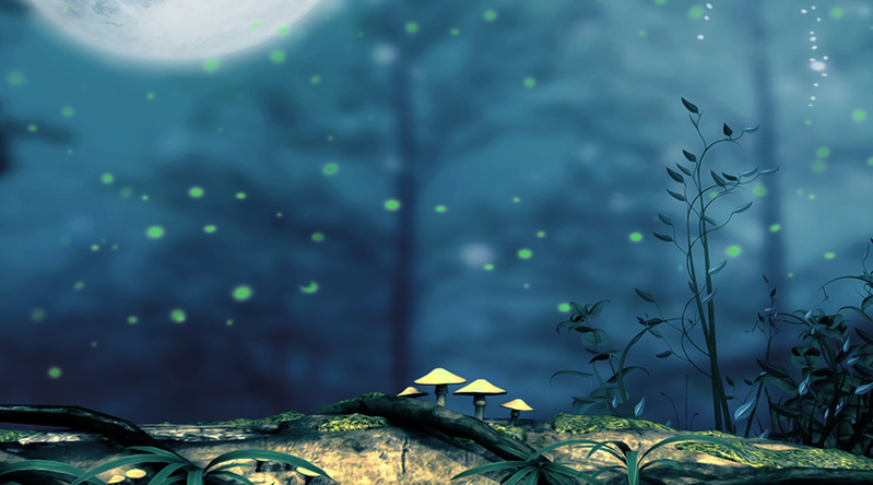 萤火虫夜景高清JPG，卡通手绘图片素材免费下载