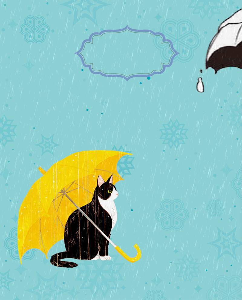 雨水节气手绘卡通插画，高清JPG背景+AI设计素材下载