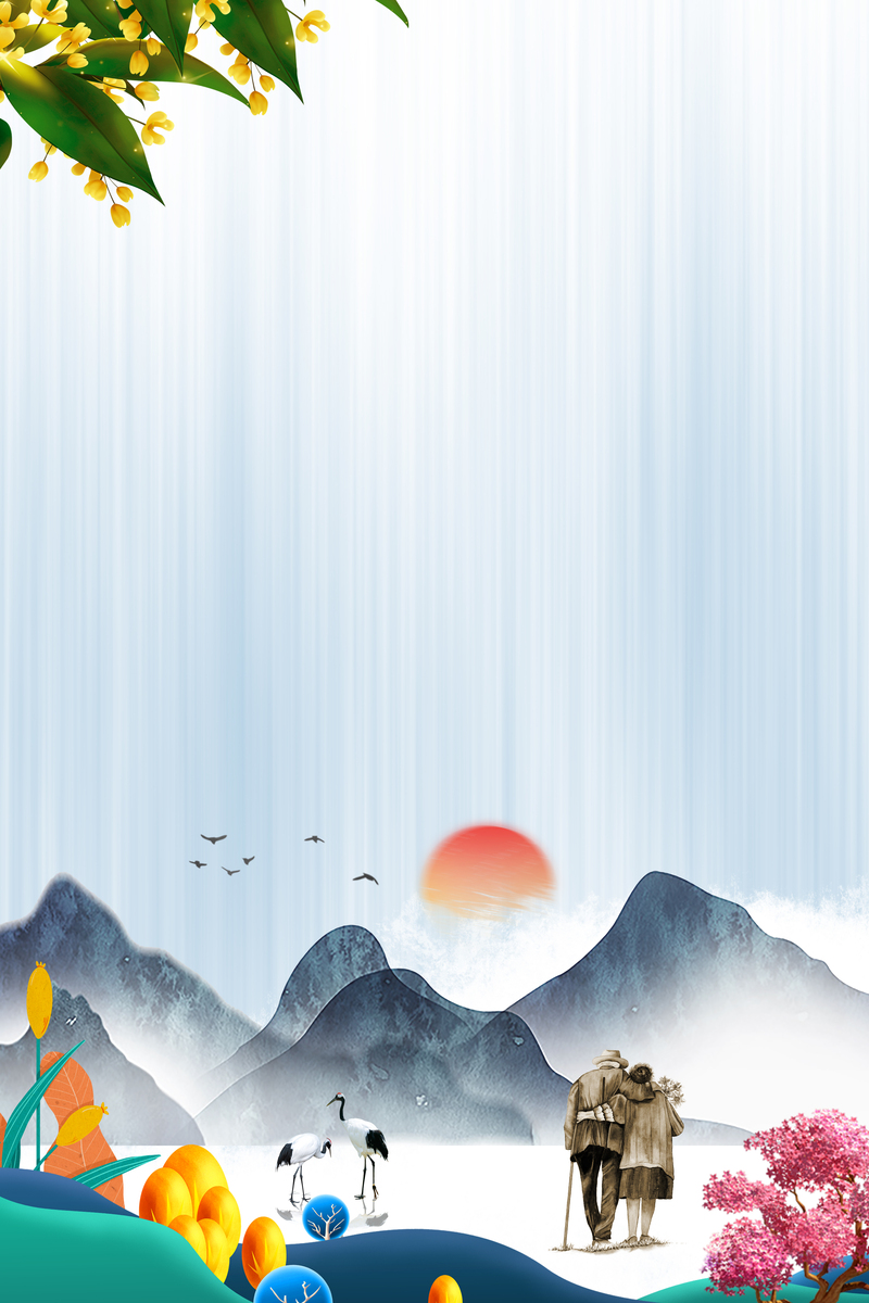 重阳节卡通手绘拉斯纹理背景图，高清JPG/PSD素材下载