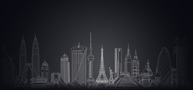 手绘建筑背景图片下载，高清JPG与PSD设计素材精选