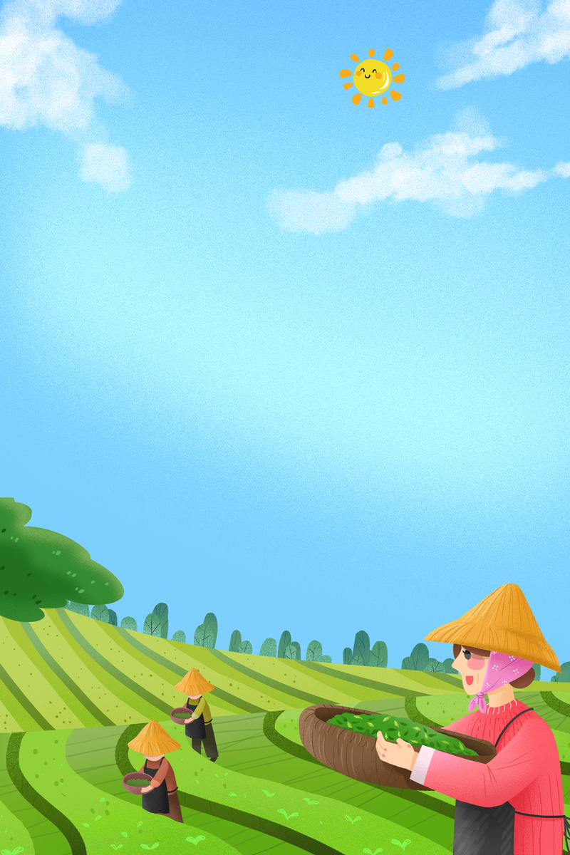 手绘卡通夏季节气背景图，高清JPG与PSD格式设计素材下载